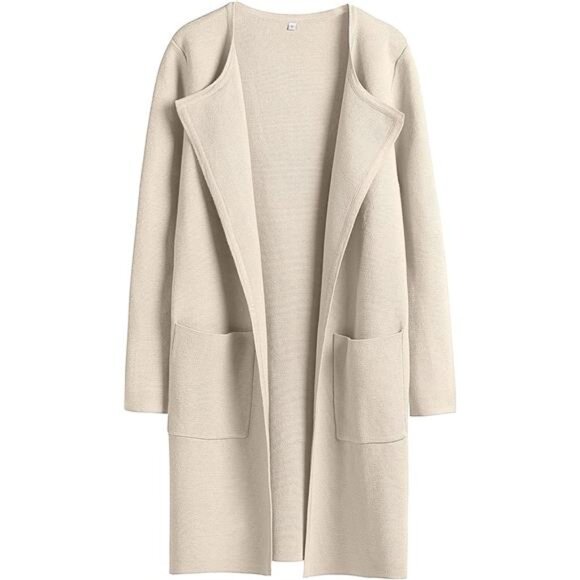 Sweaters - Women's Open Front Knit Cardigan: Lightweight Casual Long Coatigan Sweater